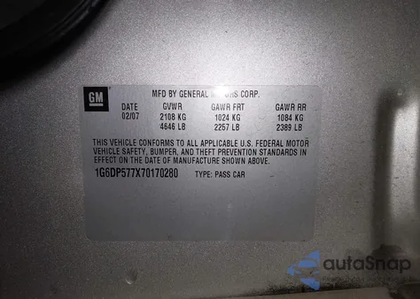 2007 Cadillac Cts Standard from USA, damaged, VIN 1G6DP577X70170280